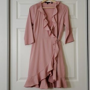 Blush Pink Ruffle Wrapped Dress